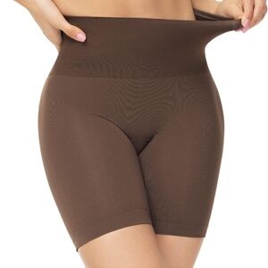 High-Waisted Brown Shapewear Shorts
